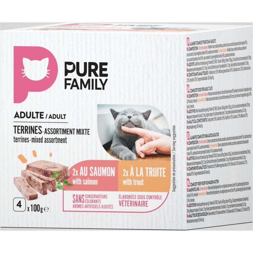 Pure Family - Terrines chat saumon/truite 4x100g - Pure Family - Image 1