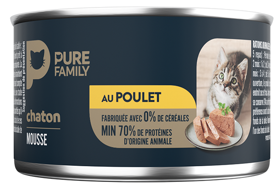 Pure Family - Mousse chaton sans céréales poulet 1x85g - Pure Family - Image 2