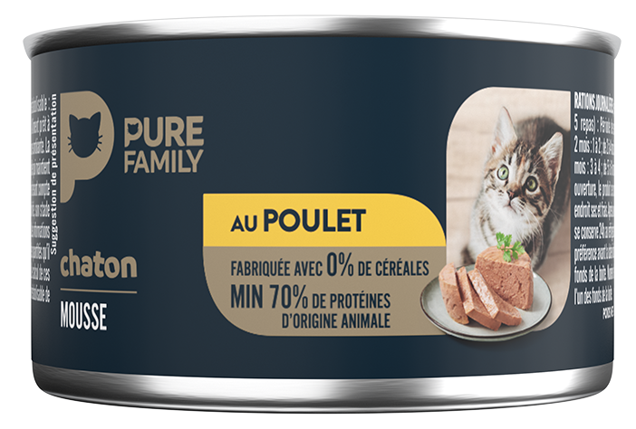 Pure Family - Mousse chaton sans céréales poulet 1x85g - Pure Family - Image 2
