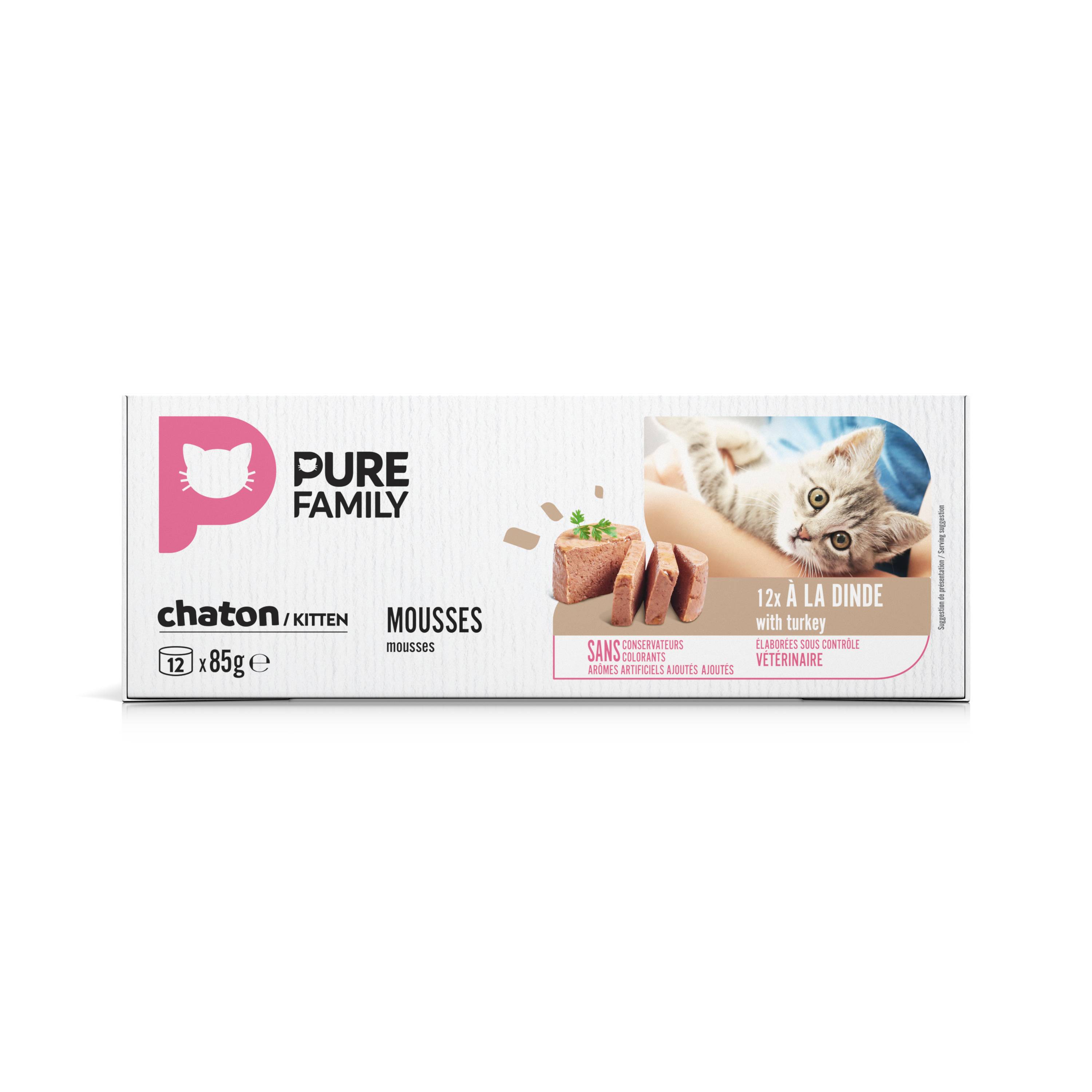 Pure Family - Mousses chaton sans céréales dinde 12x85g - Pure Family - Image 3