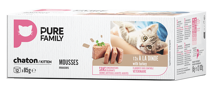 Pure Family - Mousses chaton sans céréales dinde 12x85g - Pure Family - Image 2