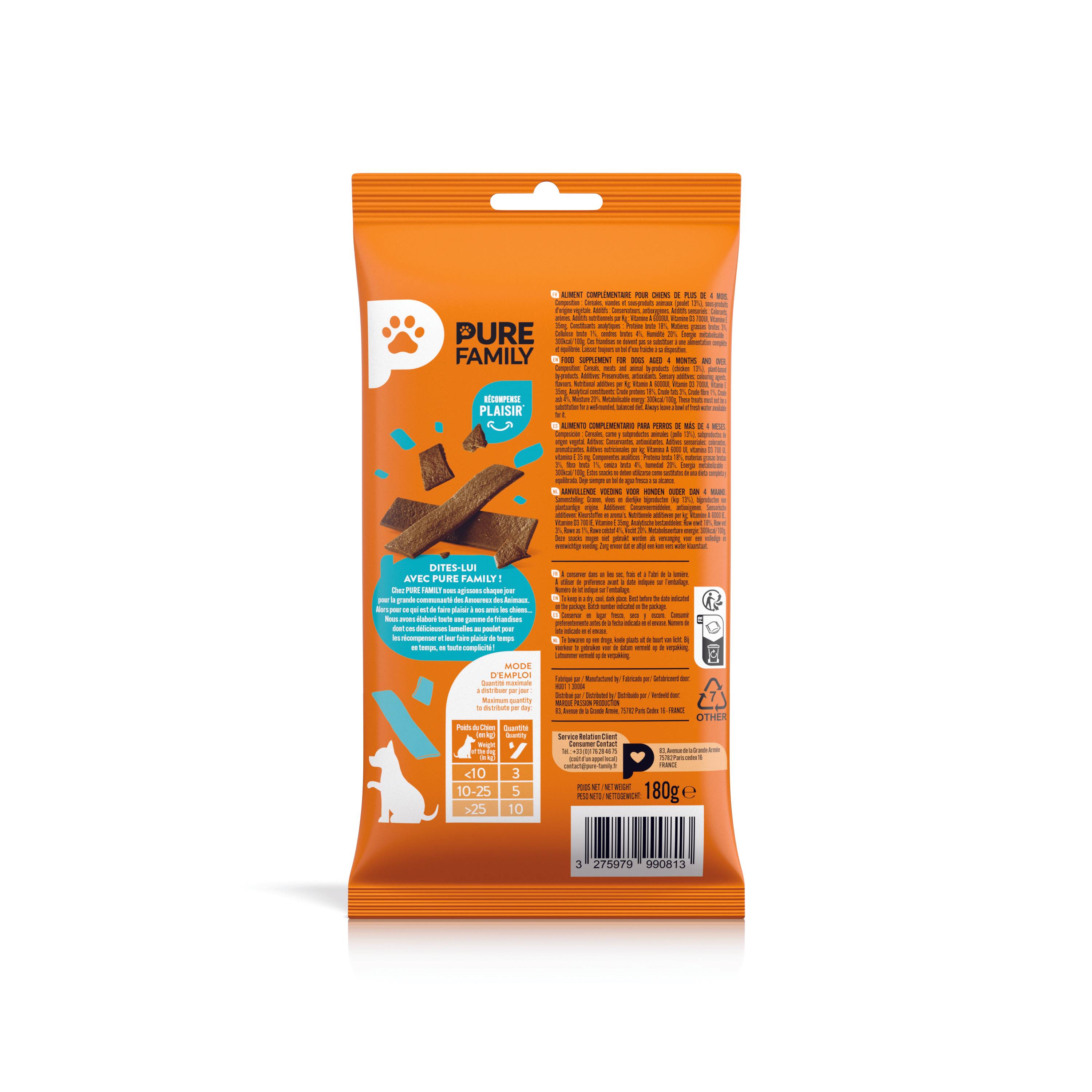 Pure Family - Lamelles de poulet pour chien 180g - Pure Family - Image 3
