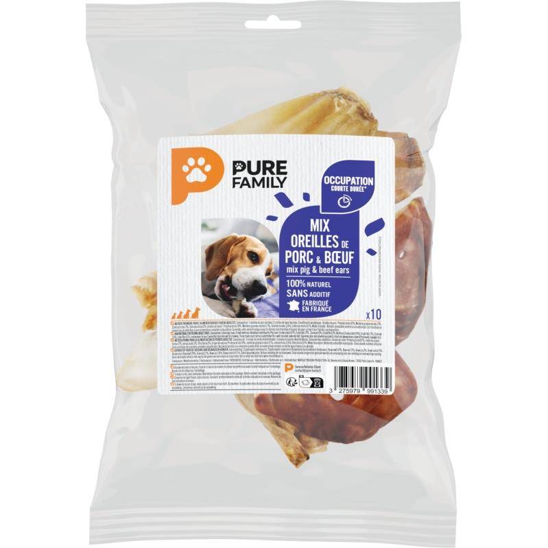 Pure Family - Oreilles de bœuf à mâcher pour chien x10 - Pure Family