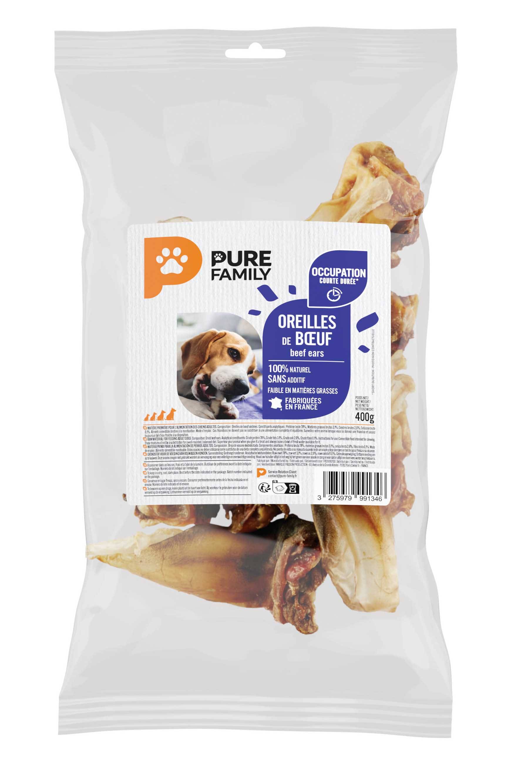 Pure Family - Oreilles de bœuf pour chien 400g - Pure Family