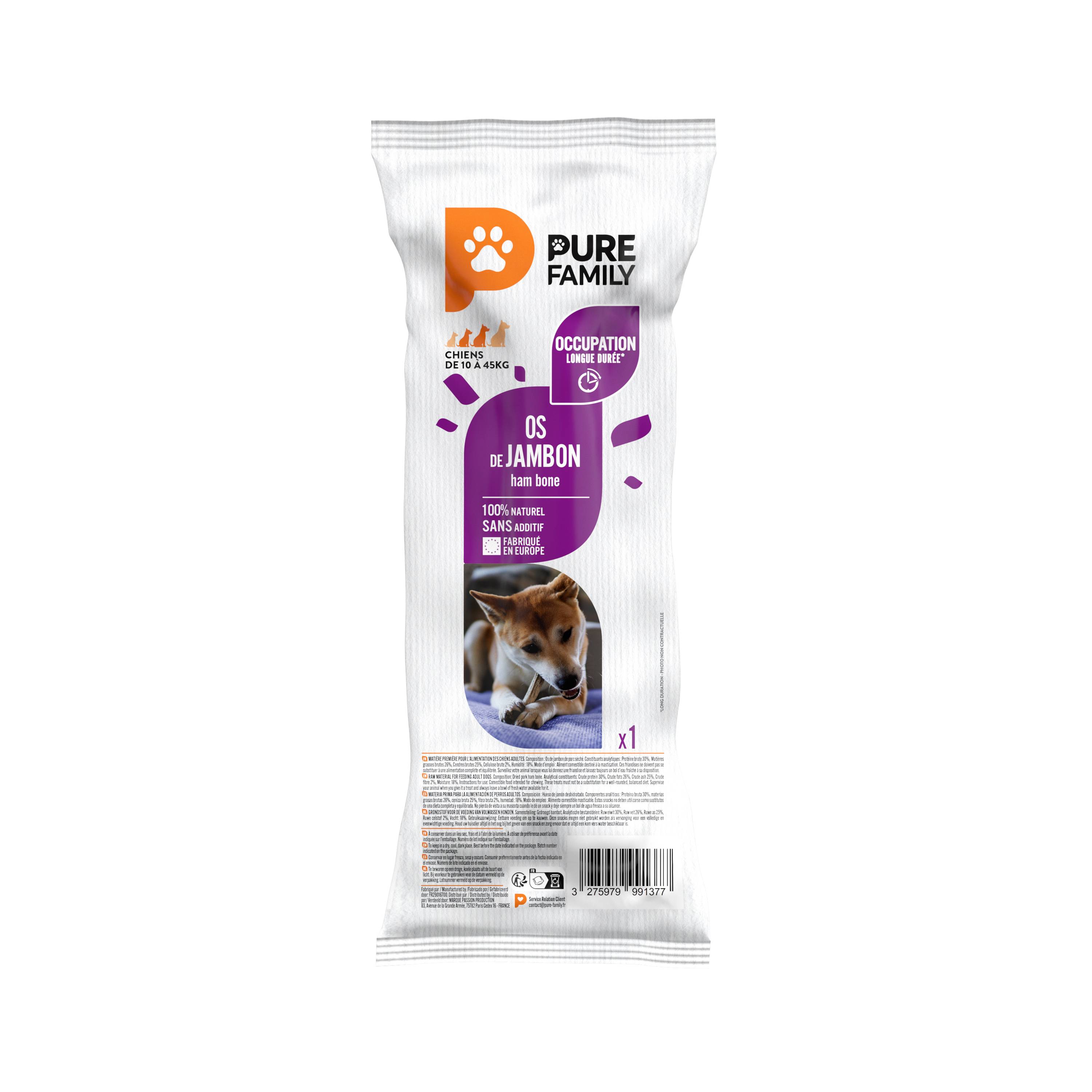 Pure Family - Friandise os de jambon pour chien 1x35g - Pure Family