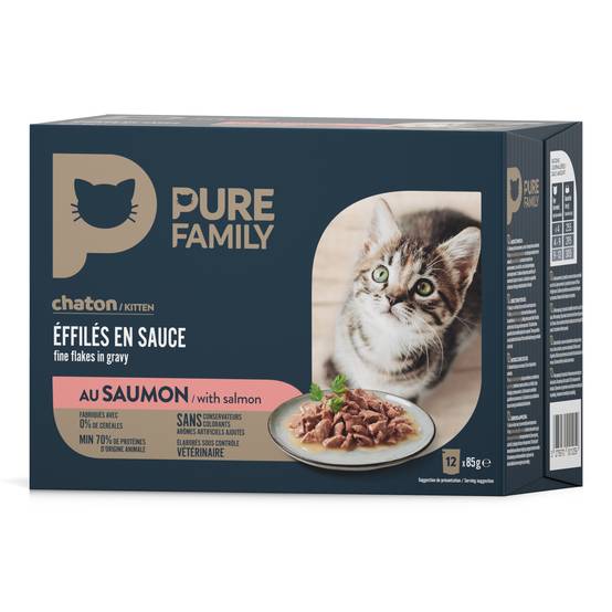 Pure Family - Effilés en sauce chaton au saumon 12 x 85 g - PURE FAMILY - Image 3