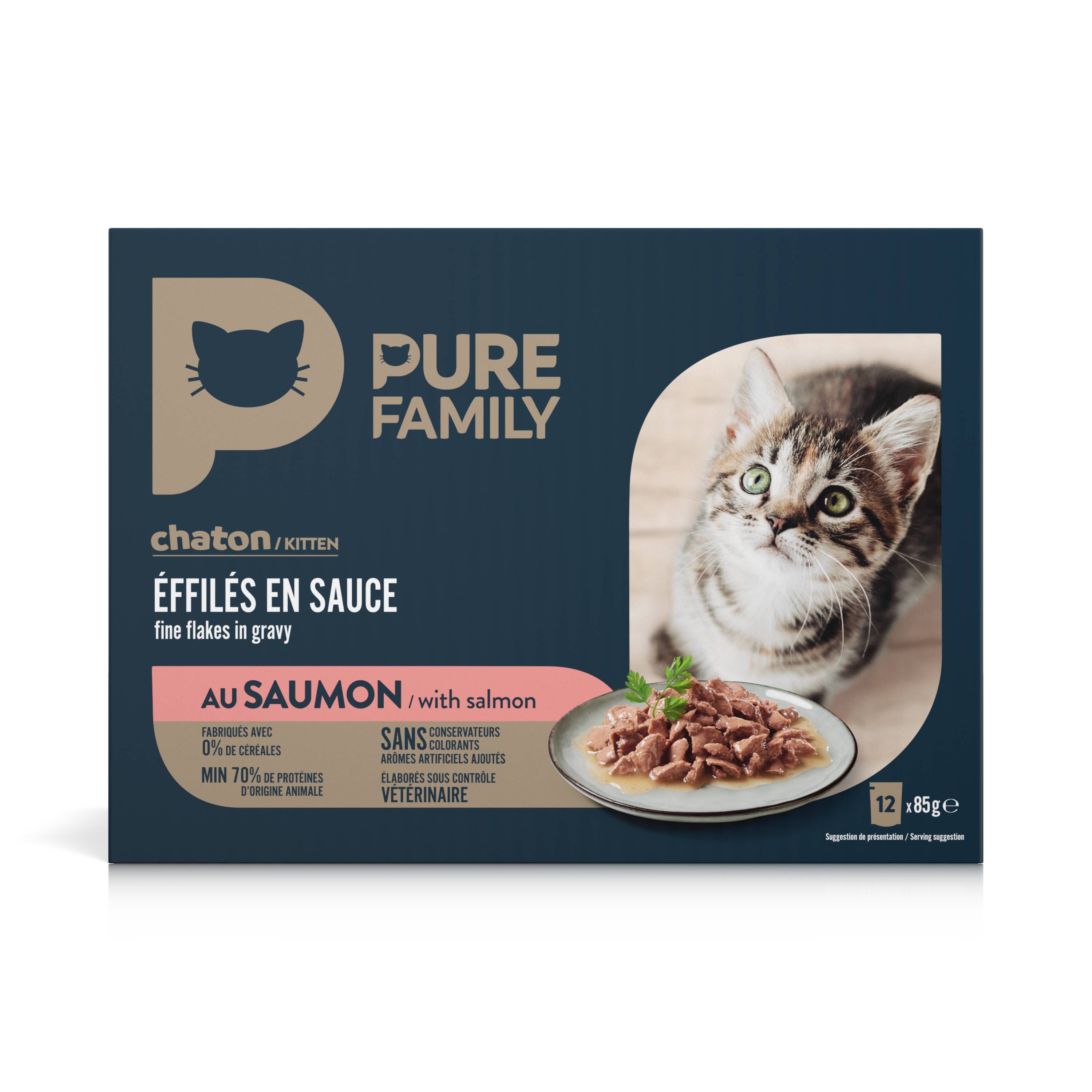 Pure Family - Effilés en sauce chaton au saumon 12 x 85 g - PURE FAMILY - Image 2