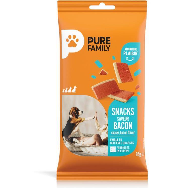 Pure - Snacks au bacon pour chien 85g - Pure Family - Image 1