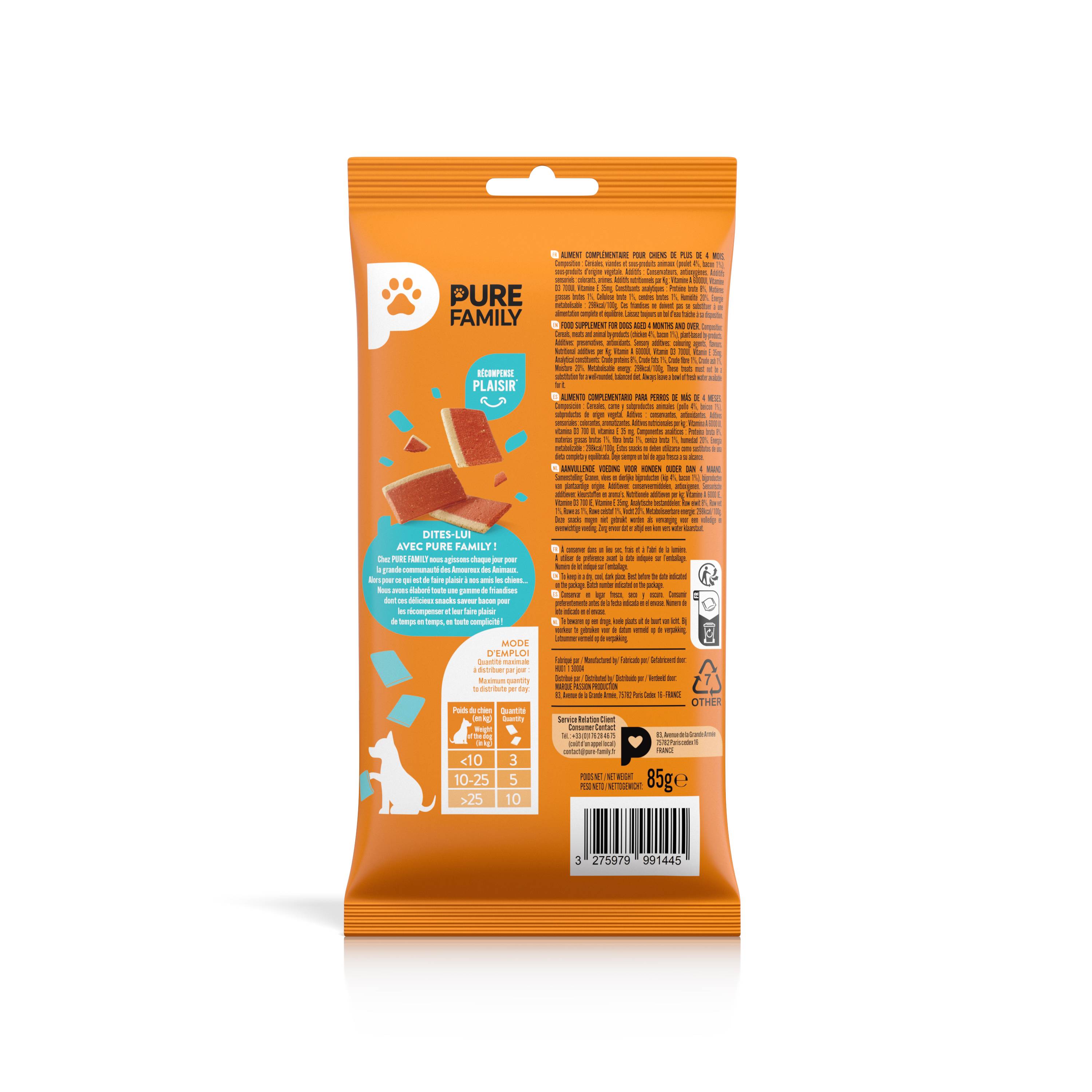 Pure - Snacks au bacon pour chien 85g - Pure Family - Image 2