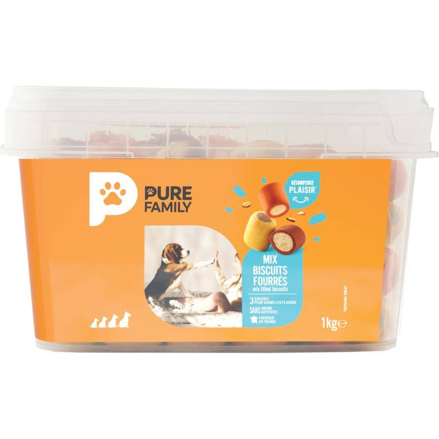 Pure Family - Mix biscuits fourrés pour chien 1kg - Pure Family