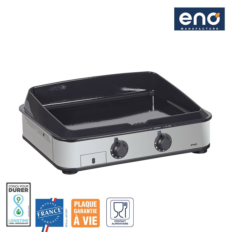 Eno - Plancha gaz 2 feux fonte émaillée inox capot Enosign 65 Eno - Image 10