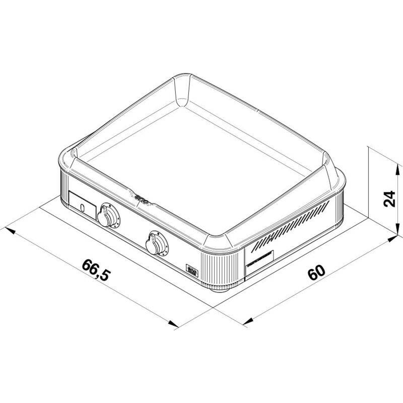 Eno - Plancha gaz 2 feux fonte émaillée inox capot Enosign 65 Eno - Image 13
