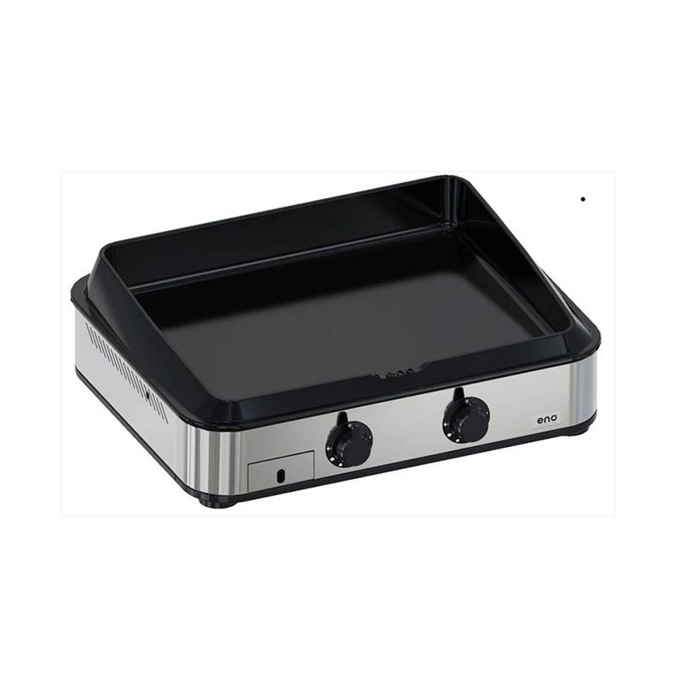 Eno - Plancha gaz 2 feux fonte émaillée inox capot Enosign 65 Eno - Image 1