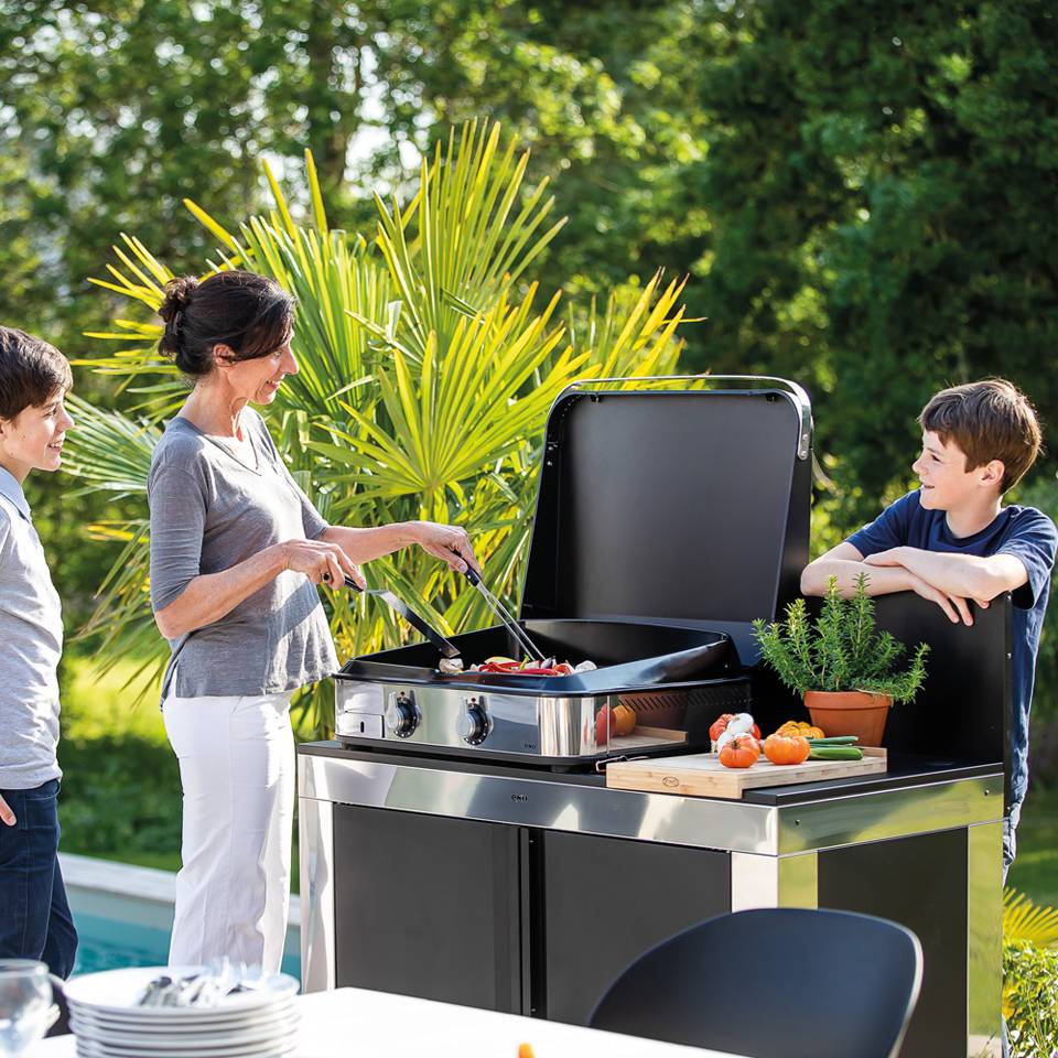 Eno - Plancha gaz 2 feux fonte émaillée inox capot Enosign 65 Eno - Image 15