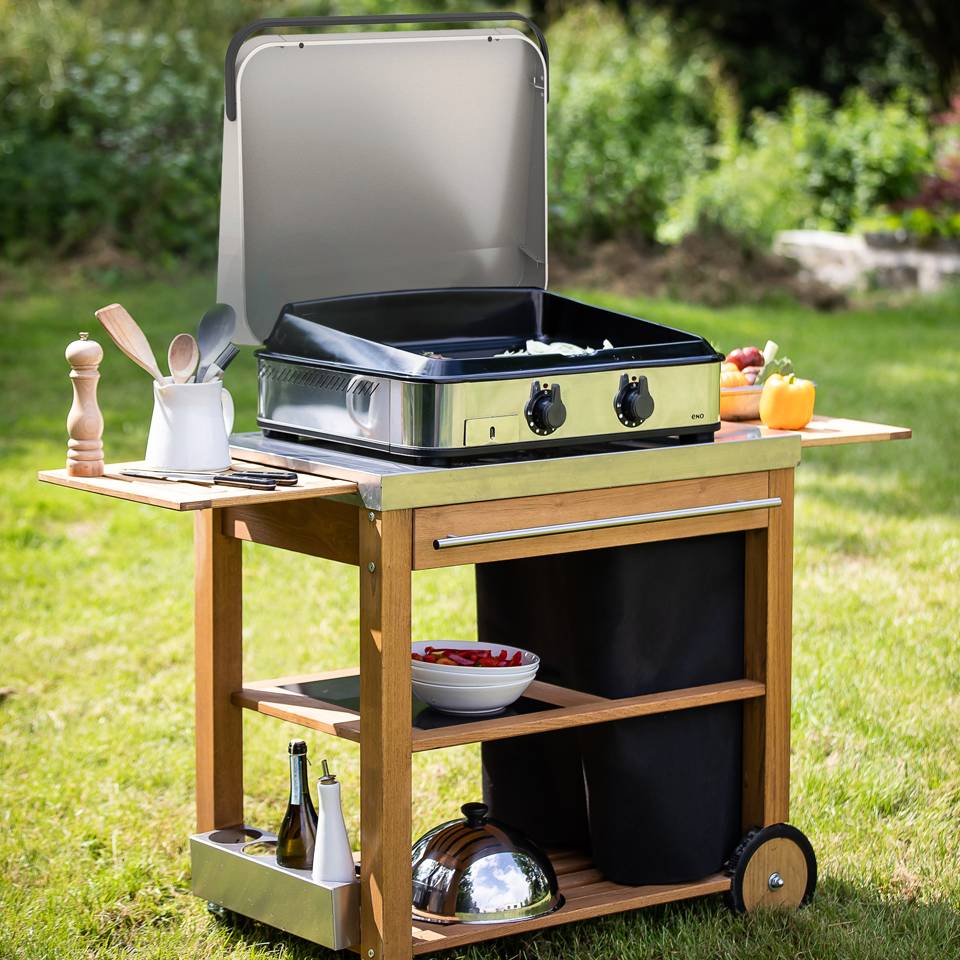 Eno - Plancha gaz 2 feux fonte émaillée inox capot Enosign 65 Eno - Image 8