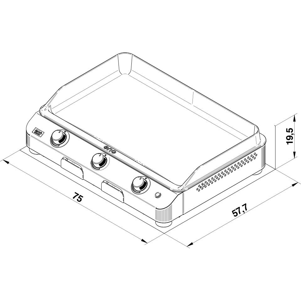 Eno - Plancha gaz 3 feux fonte émaillée inox gris Initial 65 Eno - Image 3