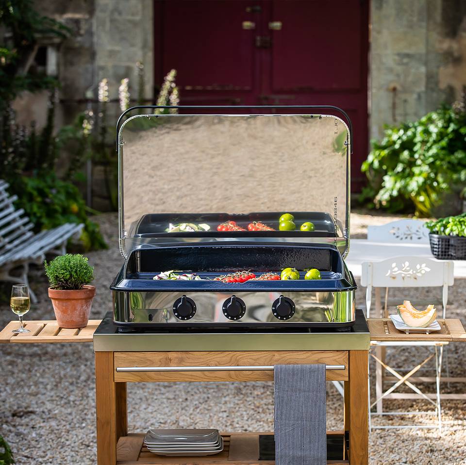 Eno - Plancha gaz 3 feux fonte émaillée inox gris Enosign 80 Eno - Image 5