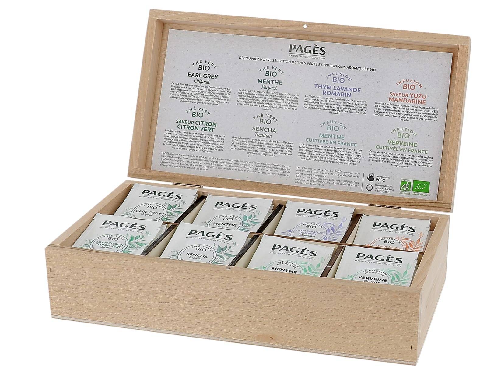 Coffret bois français thé et infusions bio