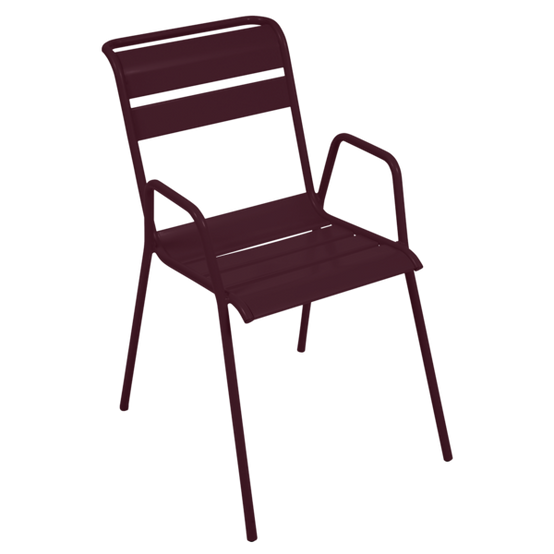 Fermob - Fauteuil de jardin acier cerise noire bridge Monceau Fermob