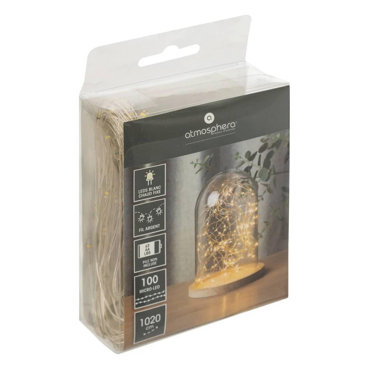 Guirlande lumineuse 100 micro LED Cuivre Blanc chaud L 1000 cm ATMOSPHERA - Image 2