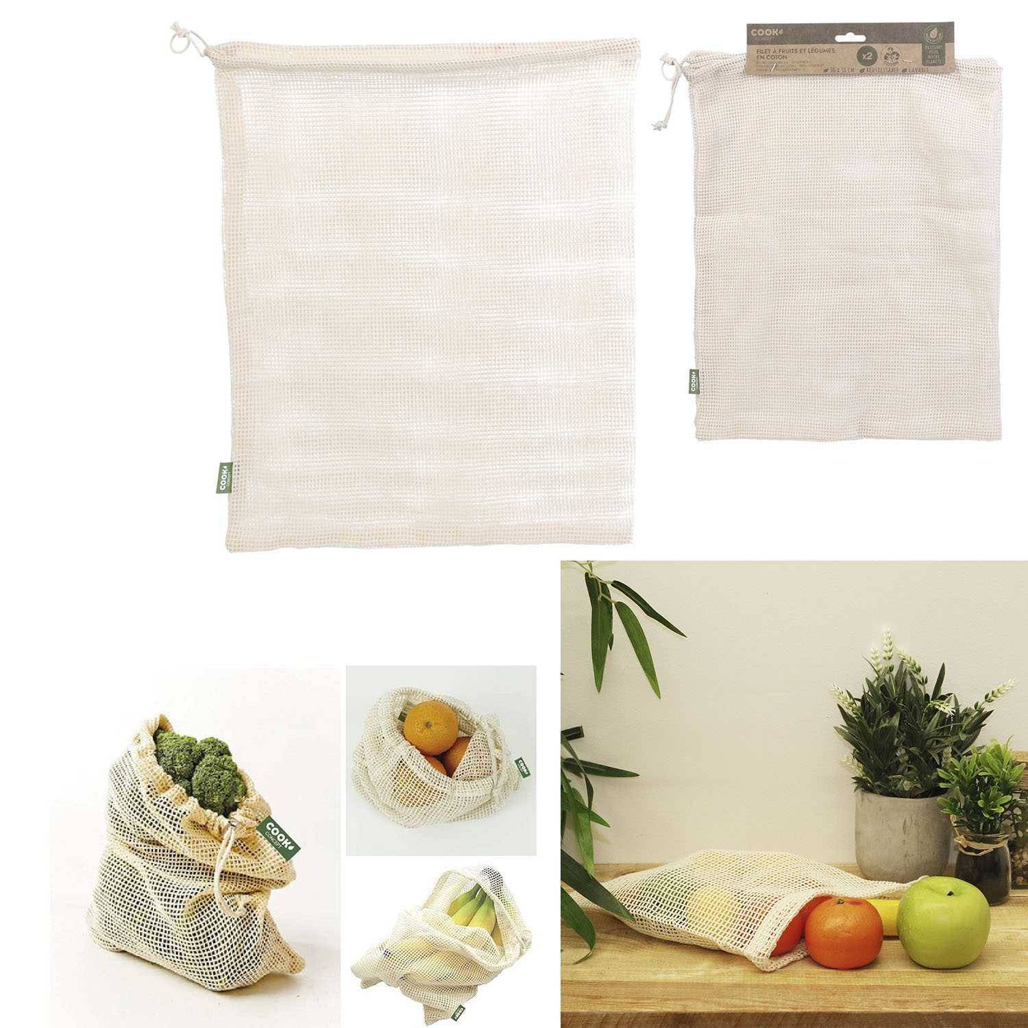 Sac à vrac tissu coton beige 30 x 38 cm - COOK CONCEPT - Image 1