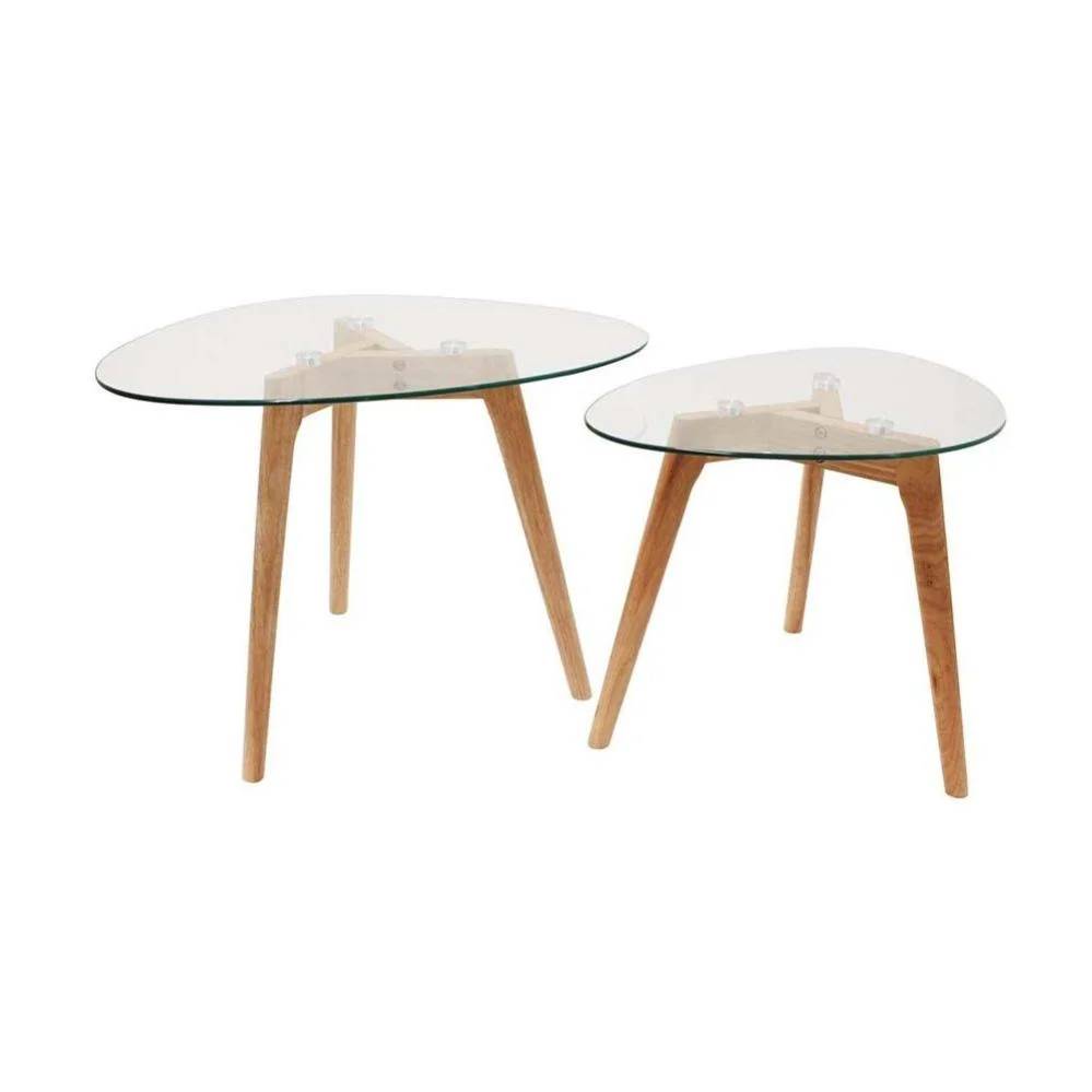 Tables gigognes galets verre trempé transparent L 60 x l 45 x H 43 cm - - Image 6