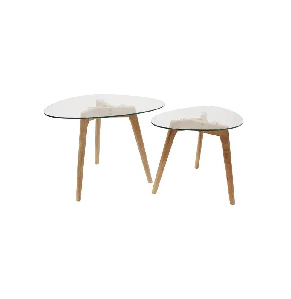 Tables gigognes galets verre trempé transparent L 60 x l 45 x H 43 cm - - Image 3