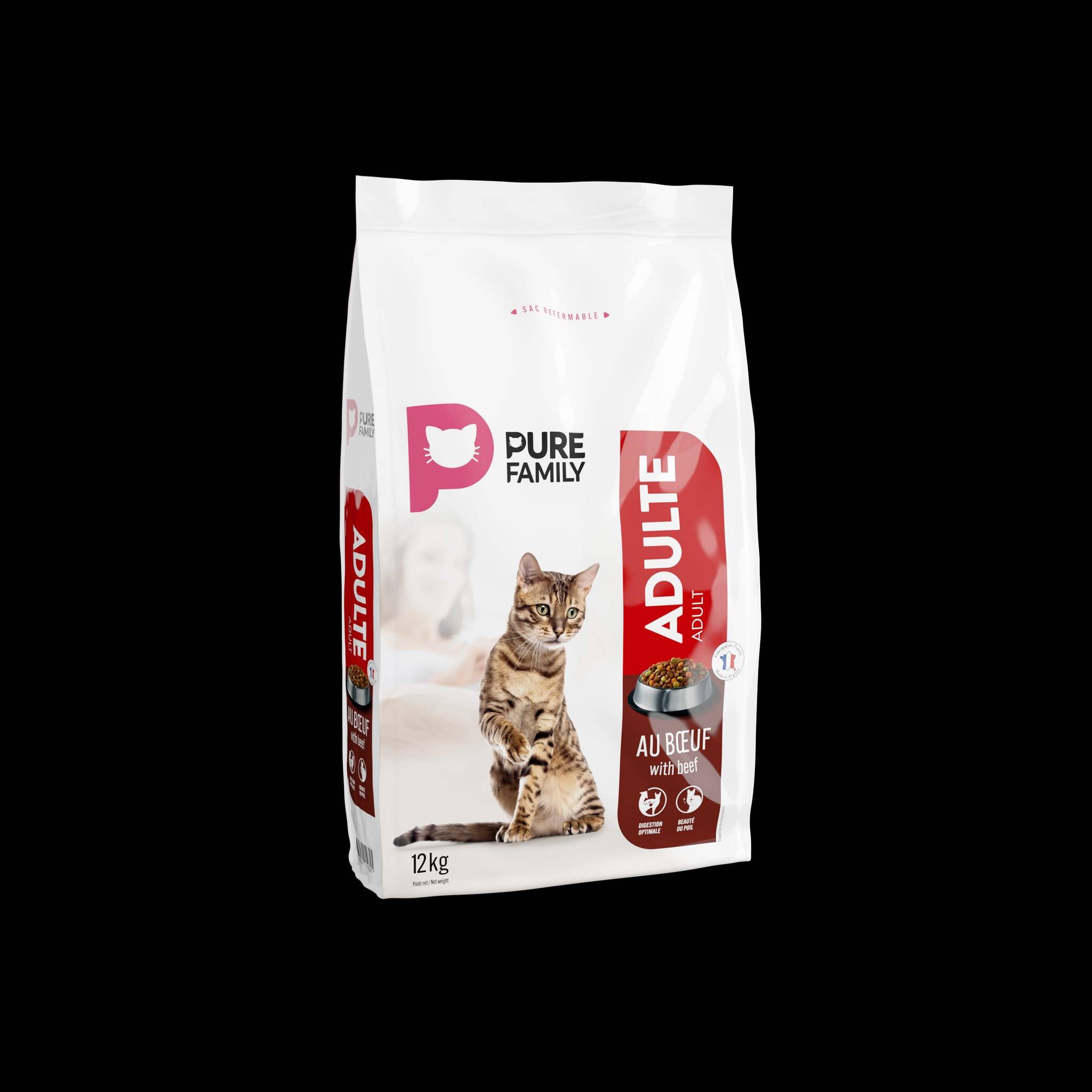 Pure Family - Croquettes chat au bœuf 12kg - Pure Family