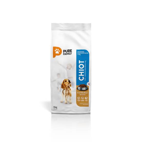 Pure Family - Croquettes chiot moyenne/grande taille volaille 15kg - Pure Family - Image 1