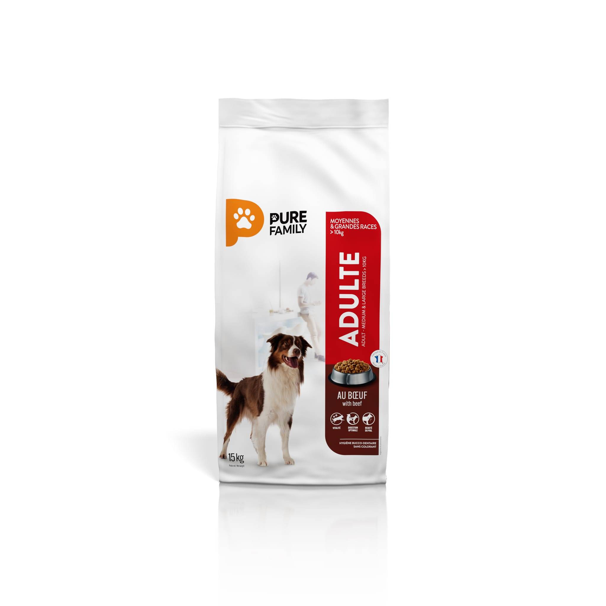 Pure Family - Croquettes chien de moyenne/grande taille boeuf 15kg - Pure Family - Image 1