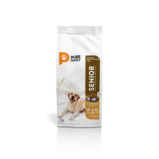 Pure Family - Croquettes chien senior de moyenne/grande taille volaille 15kg - Pure Family - Image 1
