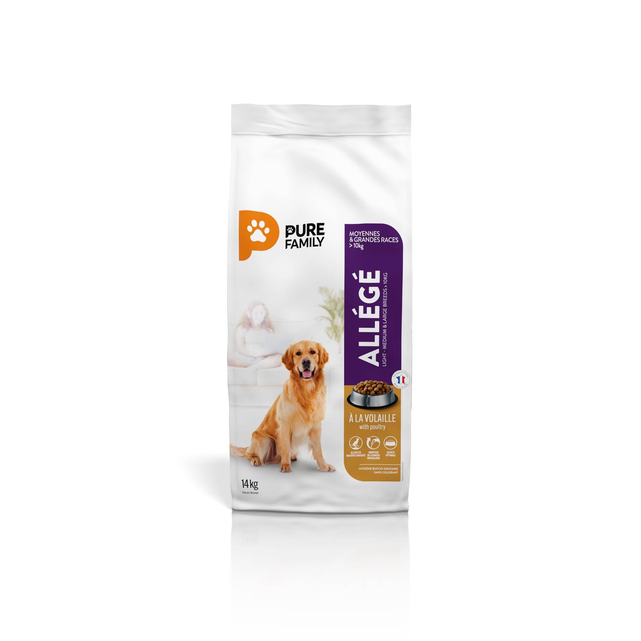 Pure Family - Croquettes chien de moyenne/grande taille allégées volaille 14 kg - PURE FAMILY - Image 2