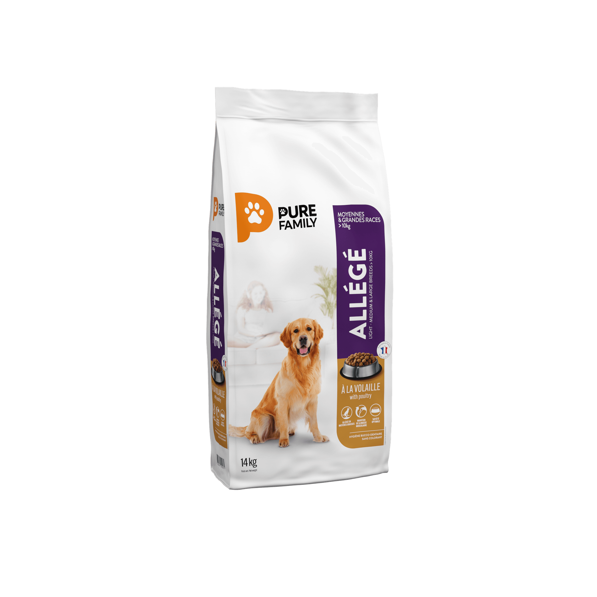 Pure Family - Croquettes chien de moyenne/grande taille allégées volaille 14 kg - PURE FAMILY - Image 5