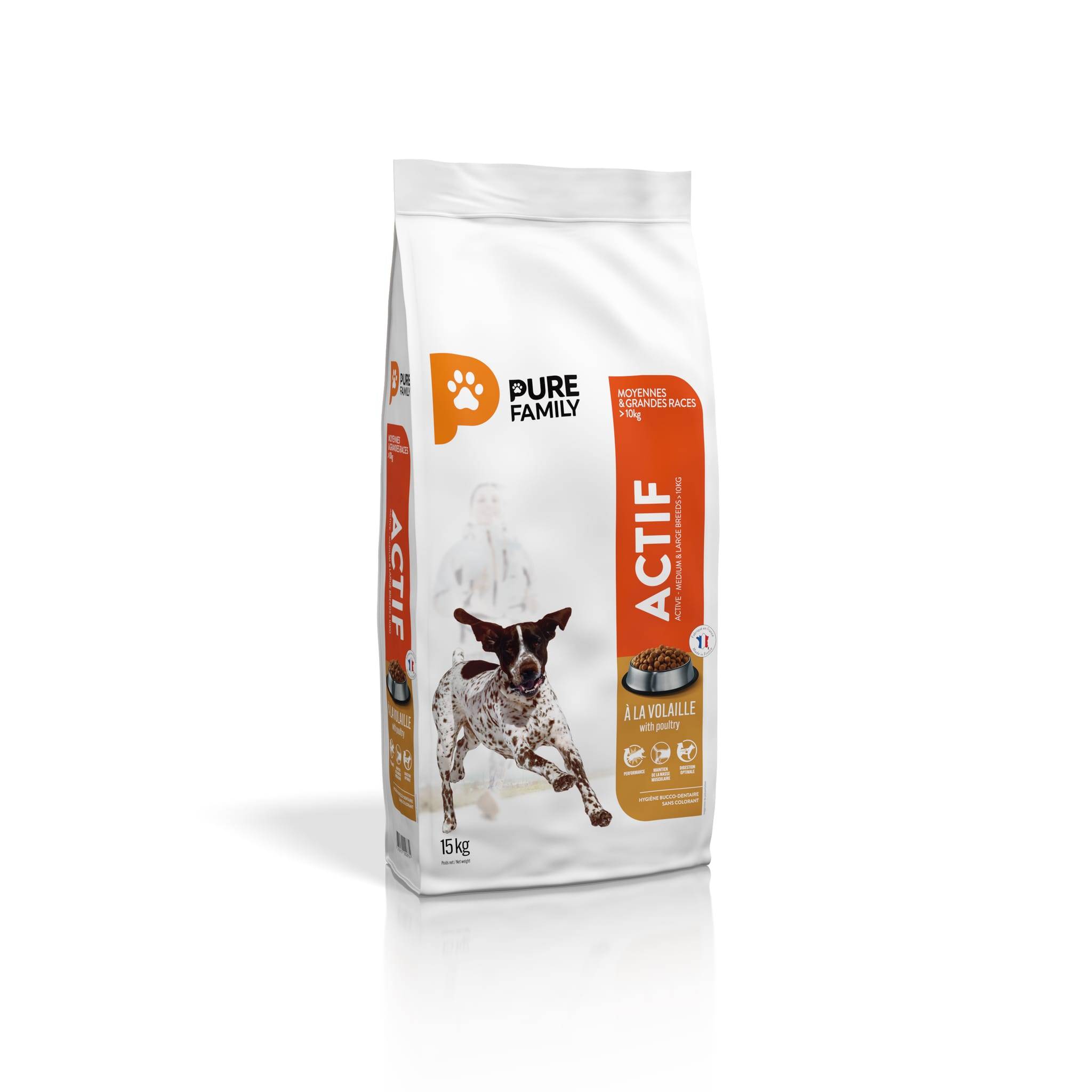 Pure Family - Croquettes chien de moyenne/grande taille actif volaille 15kg - Pure Family - Image 3