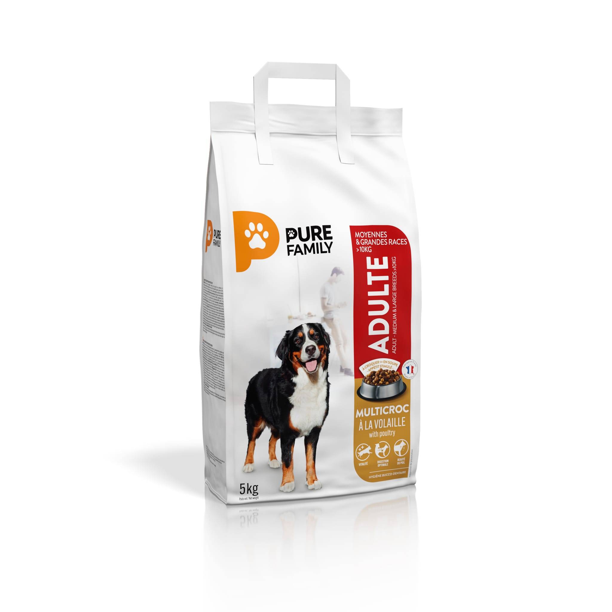 Pure Family - Croquettes chien de moyenne/grande taille Multicroc volaille 5kg - Pure Family - Image 1