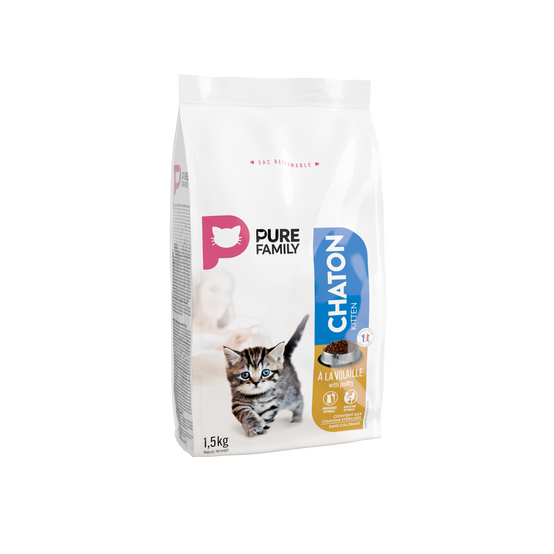 Pure Family - Croquettes chaton à la volaille 1,5kg - Pure Family