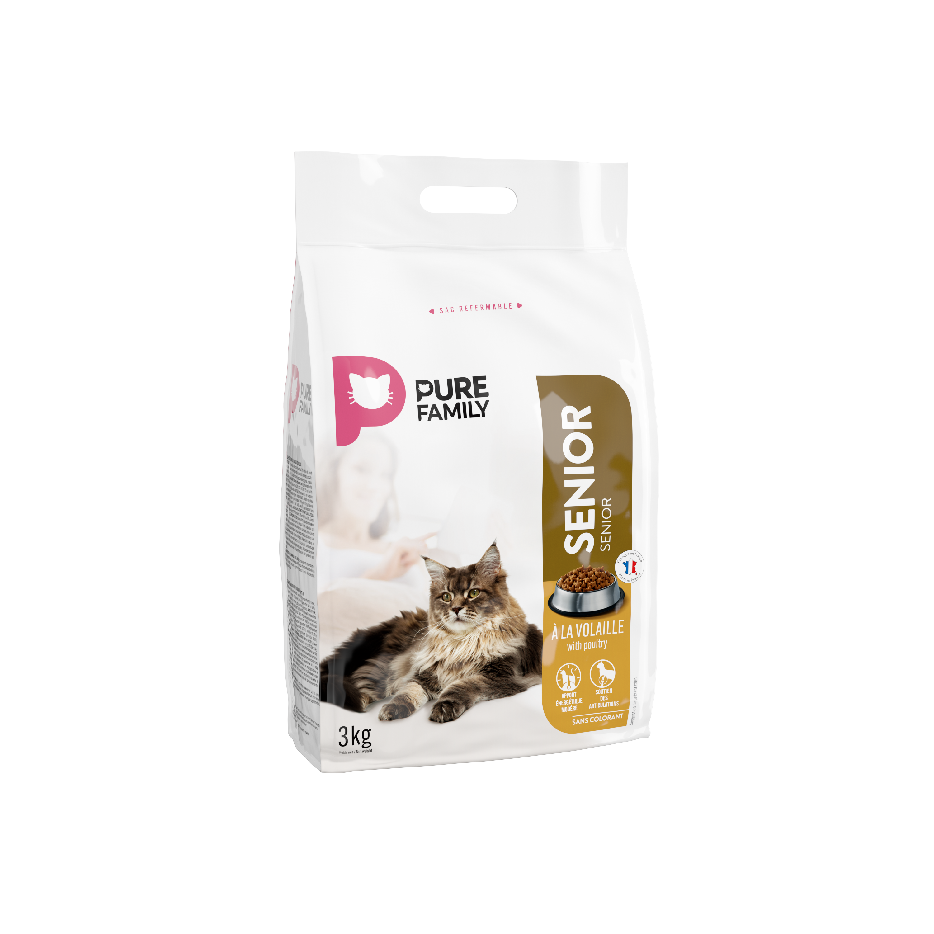 Pure Family - Croquettes chat senior à la volaille 3kg - Pure Family - Image 1
