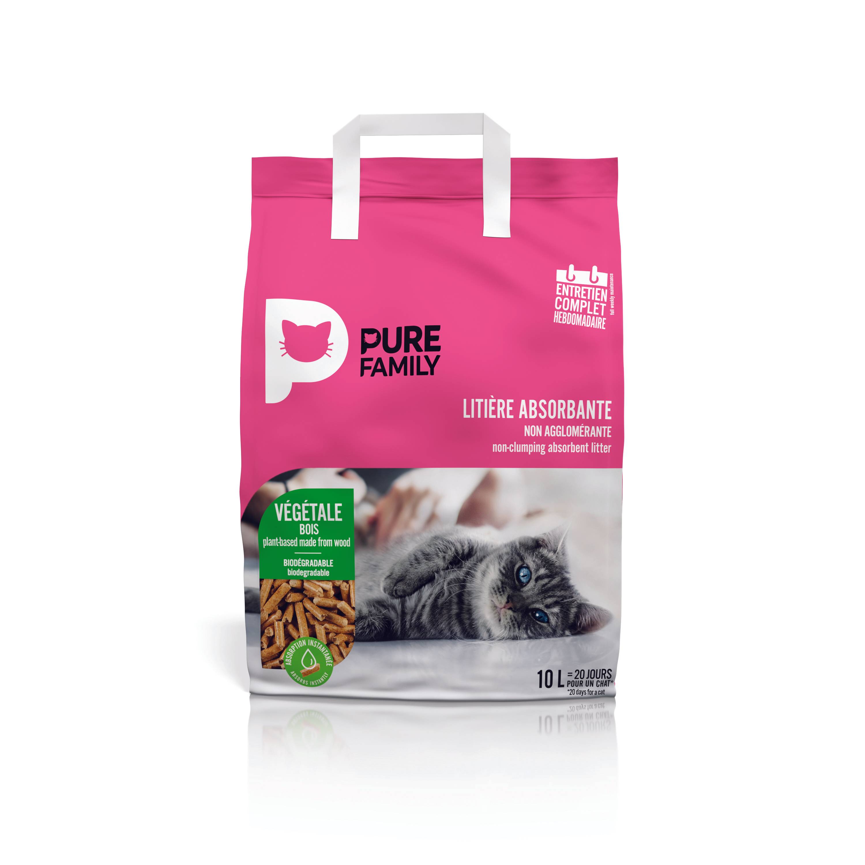 Pure Family - Litière absorbante végétale 10 L - PURE FAMILY