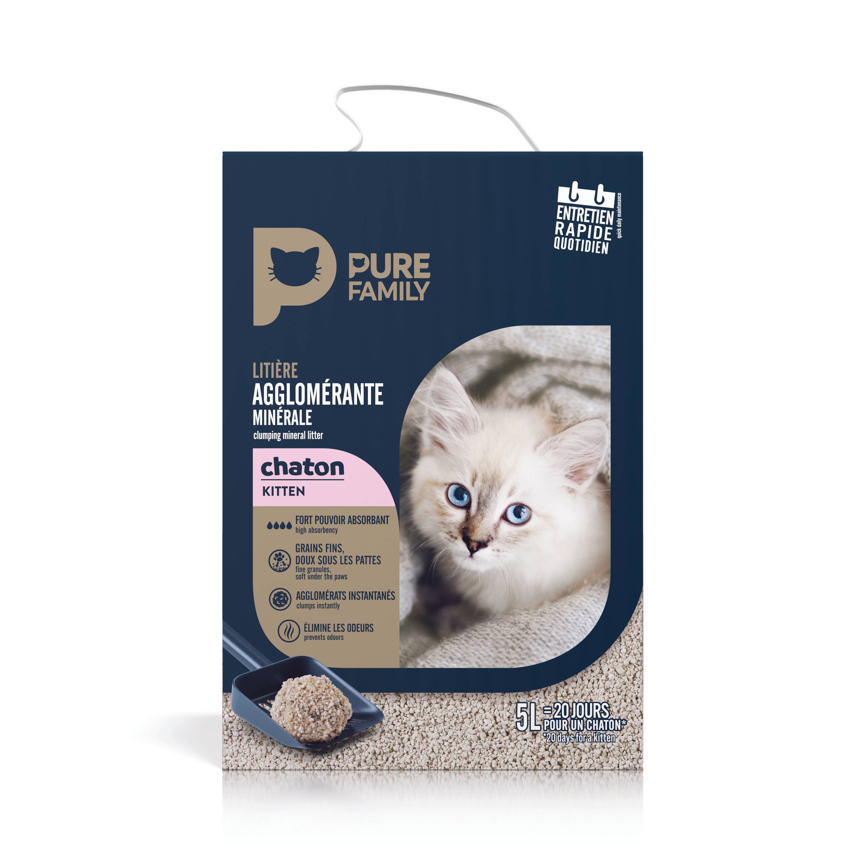 Pure Family - Litière pour chaton Agglomérante 5 L - Pure Family