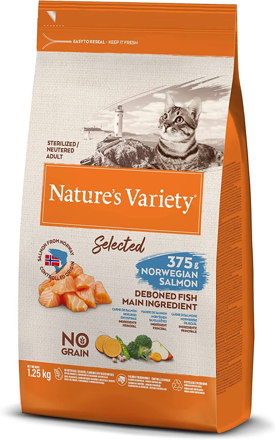 Croquette Selected pour chat stérilisé saumon 1,25 kg - Nature's Variety