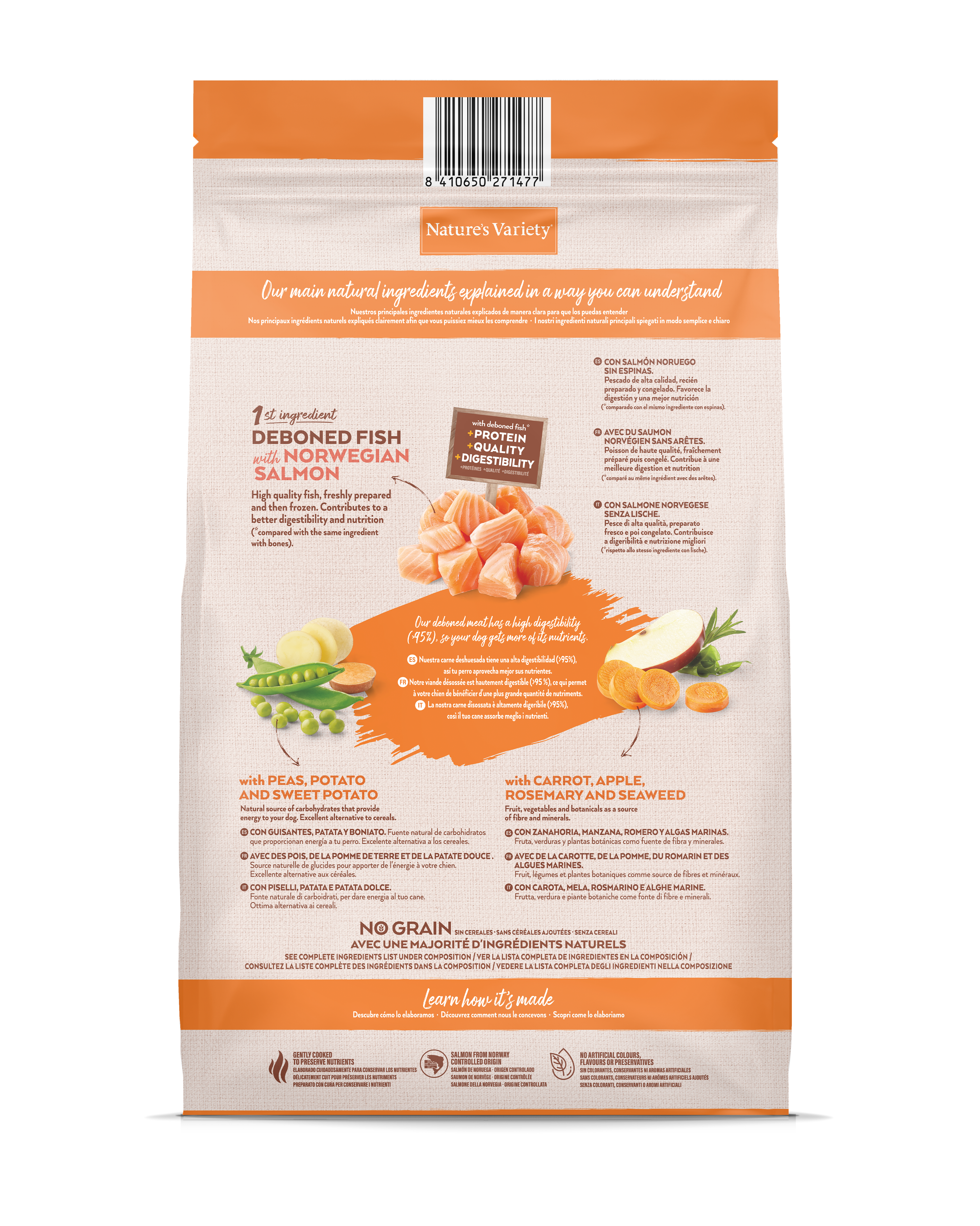 Croquettes pour chien adulte sans céréales medium maxi saumon 10 kg - Nature's Variety - Image 2