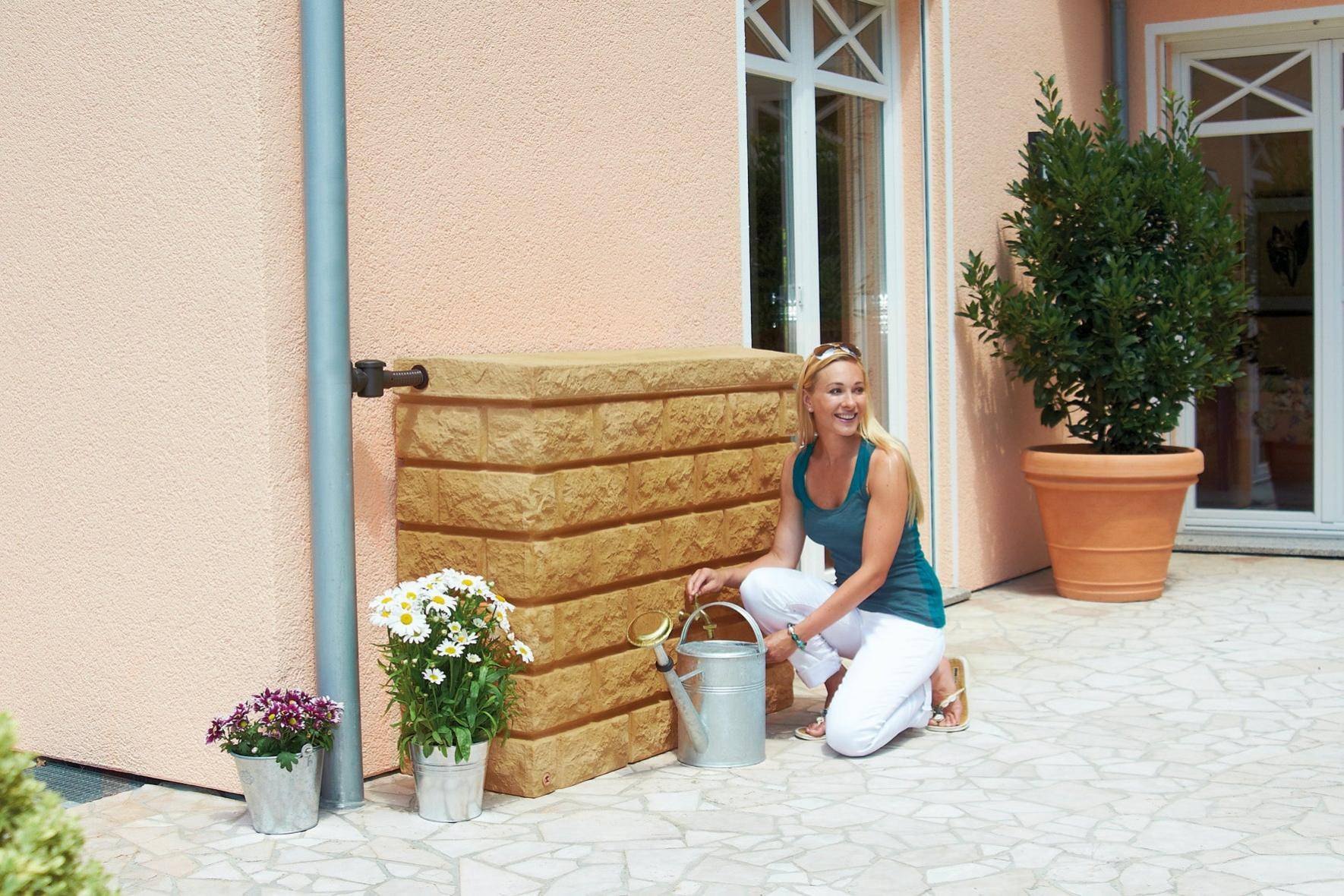 Garantia - Récupérateur d'eau de pluie 400L Pierre imitation sable - GRAF