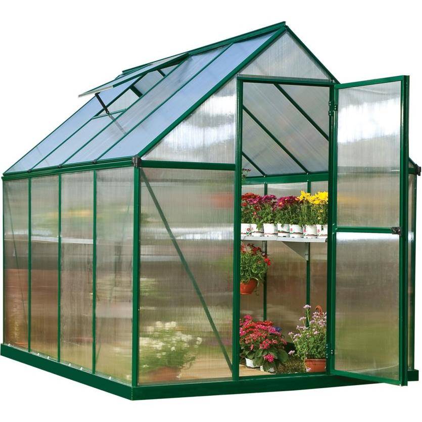 Canopia by Palram - Serre de jardin polycarbonate aluminium vert 4,6 m² Mythos avec embase - Canopia by Palram - Image 2