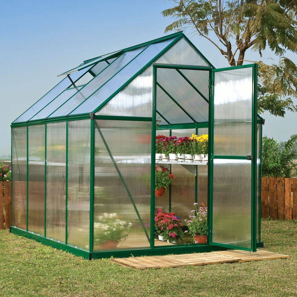Canopia by Palram - Serre de jardin polycarbonate aluminium vert 4,6 m² Mythos avec embase - Canopia by Palram