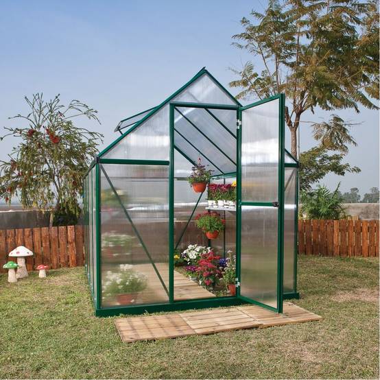 Canopia by Palram - Serre de jardin polycarbonate aluminium vert 4,6 m² Mythos avec embase - Canopia by Palram - Image 3