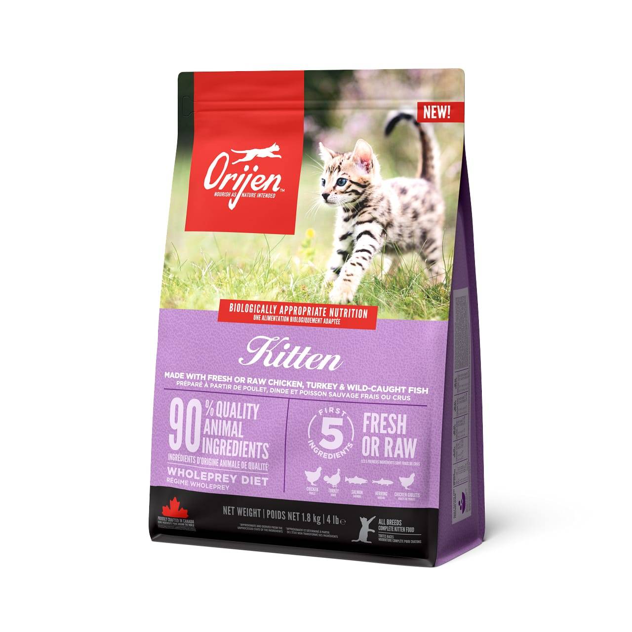 ORIJEN Croquettes complètes pour chatons avec poulet, dinde 1.8kg