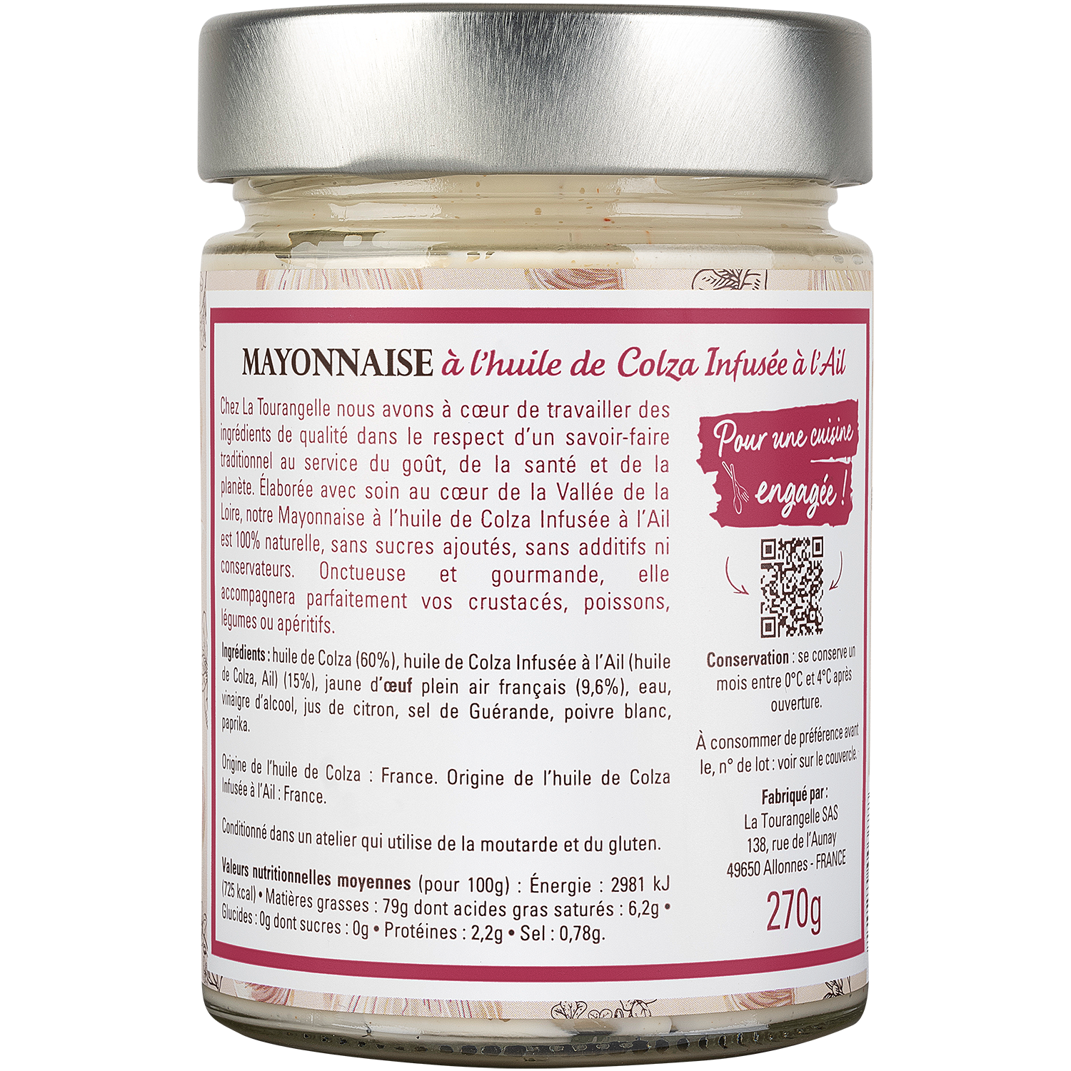 La Tourangelle - Mayonnaise à l'ail 270 g - La Tourangelle - Image 2