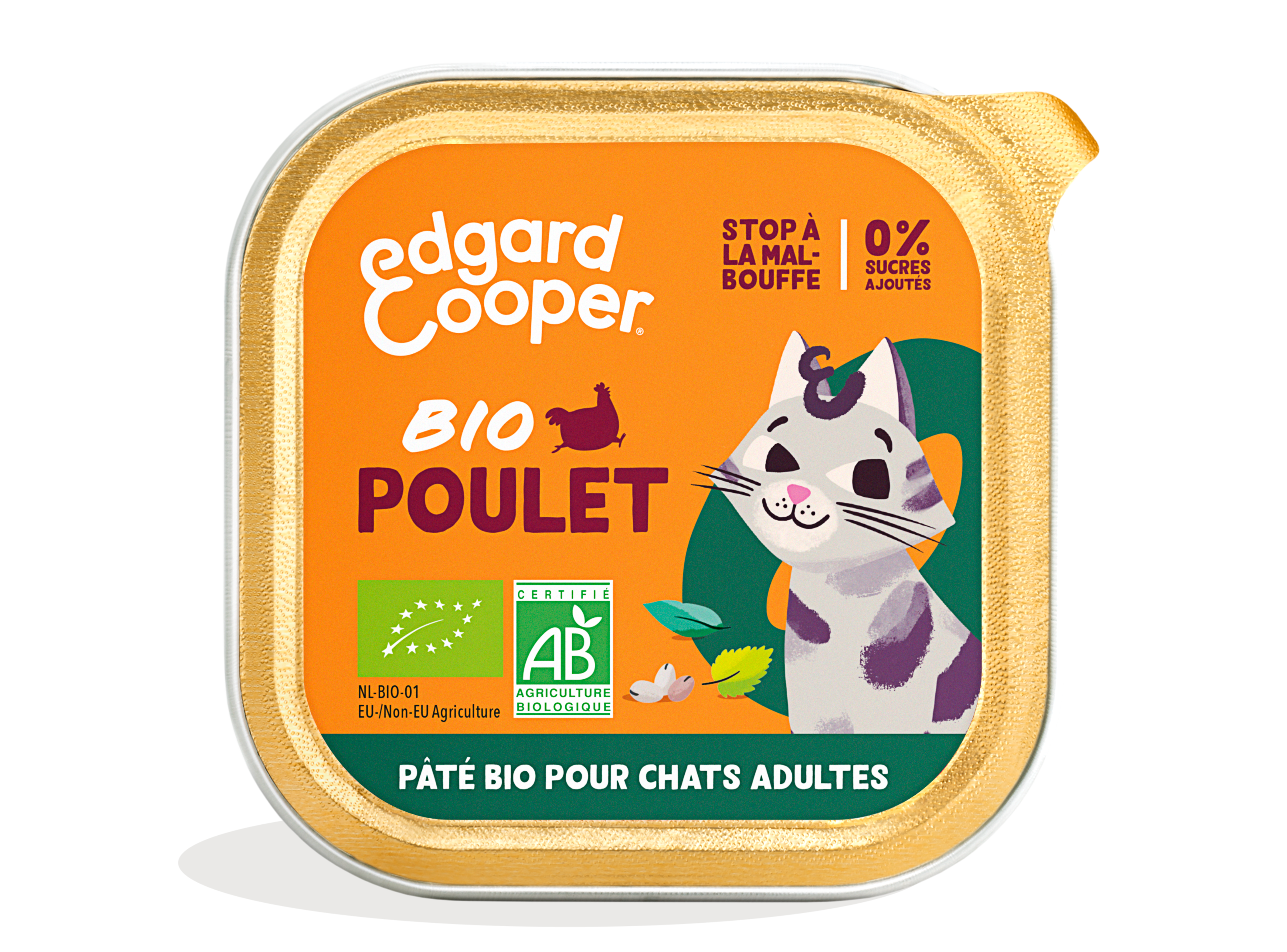 Pâtée BIO pour Chat Adulte Sans Céréales Poulet 85g