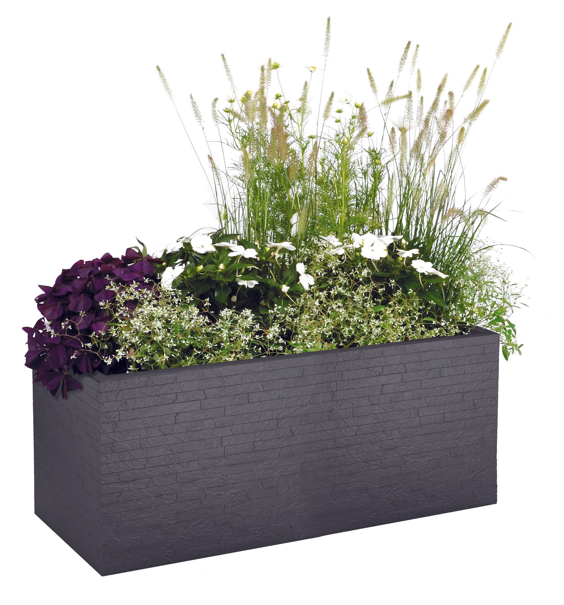 Ecloz - Ecloz - Jardinière Grise plastique L.99,5 x P.39,45 x H.43,5 cm - Image 1