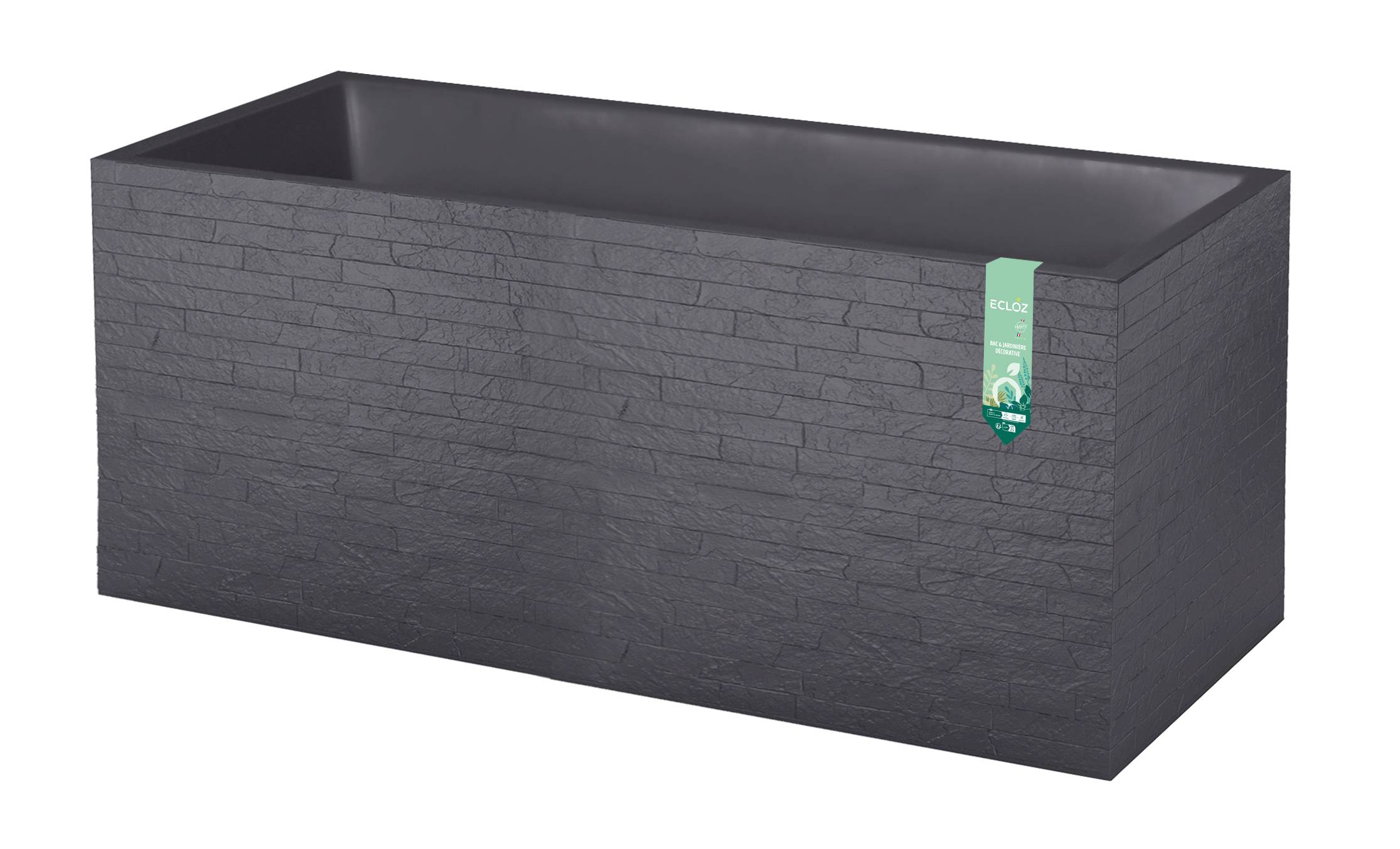 Ecloz - Ecloz - Jardinière Grise plastique L.99,5 x P.39,45 x H.43,5 cm - Image 3